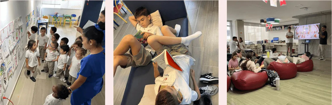 Estudiantes leyendo en la biblioteca de la Fundación Liceo Inglés